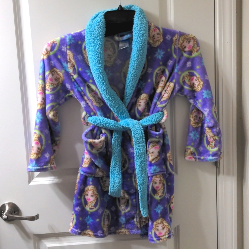 Disney's FROZEN Queen Elsa Cozy Bathrobe Kid's Size 8 Purple & Blue ❄️ Let It Go